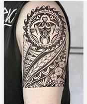 Tatuagem Temporária Maori Tribal Masculino - 10x20cm - Tattoo Happy