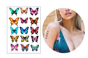 Tatuagem temporária mini borboletas coloridas delicadas Tatuagem temporária mini borboletas coloridas delicadas