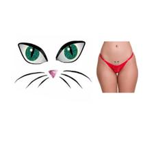 Tatuagem temporaria olhos verdes gato rosto Tatuagem temporaria olhos verdes gato rosto