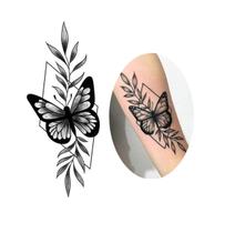 Tatuagem Temporária Ramo Borbolta 15X10 Cm