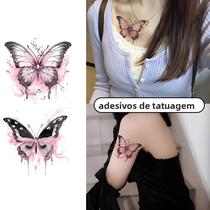 Tatuagem Temporária Realista À Prova d'Água Em Forma De Borboleta Rosa Para Homens E Mulheres