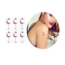 Tatuagem temporária taça vinho avião liberdade 14 ARTES 6CM Tatuagem temporária taça vinho avião liberdade 14 ARTES 6CM