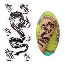 Tatuagem temporária tribal dragão modelo preto