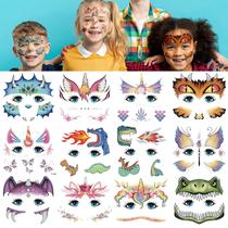 Tatuagens faciais EMOME 24 folhas para crianças Dinosaur Mermaid Butterfly Tatuagens faciais EMOME 24 folhas para crianças Dinosaur Mermaid Butterfly