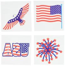 Tatuagens temporárias Amscan Patriotic Party 24 Ct 10x10cm Tatuagens temporárias Amscan Patriotic Party 24 Ct 10x10cm
