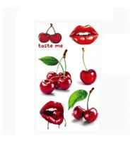 Tatuagens temporárias cerejas cartela modelo 18x10cm Tatuagens temporárias cerejas cartela modelo 18x10cm