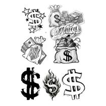 Tatuagens Temporarias Dinheiro Sifrão - Cartela Com Varias