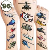 Tatuagens Temporárias - Kit com 102 Peças (Tema Aviões e Helicópteros)