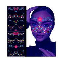 Tatuagens Temporárias Luminosas UV, Adesivos Fluorescentes Para O Corpo E Rosto, Acessórios Para