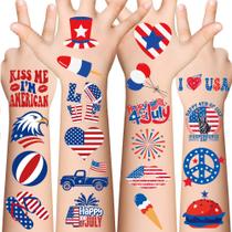Tatuagens Temporárias MDDRUIQI Pacote com 120 Unidades Bandeira dos EUA Patrióticas Tatuagens Temporárias MDDRUIQI Pacote com 120 Unidades Bandeira dos EUA Patrióticas