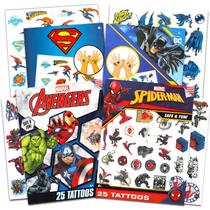 Tatuagens Temporárias Savvi Superhero - Marvel e DC - 100 Unidades para Crianças