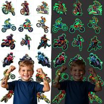 Tatuagens Temporárias Temáticas De Motocicleta Que Brilham No Escuro, Pacote Com 10, Decorações,