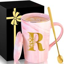 Taza de cerámica para café con tapa, elegante y personalizada en mármol rosa Taza de cerámica para café con tapa, elegante y personalizada en mármol rosa