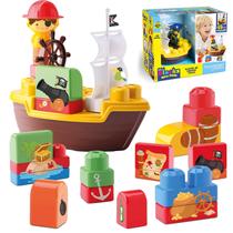 Tchuco Blocks Navio Pirata De Brinquedo Colorido 49 Peças Pedagógico - Samba Toys