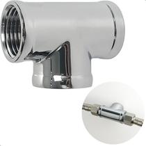Tê Metal Rosca Fêmea 1/2 Polegada Cromado Adaptador T Conexão Para Torneira Derivador Hidráulico Ligação FxFxF Latão