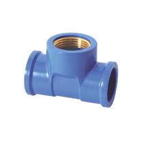 Te Soldável com Bucha Latão para Água Azul - Krona, Tamanho: 25mmx1/2"