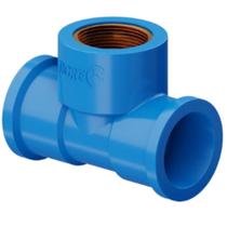 Te Soldável Com Bucha Latão Rosca PVC Azul Para Canos E Tubos Água Fria De 1/2" Polegadas 20mm Tigre