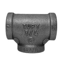 Tê Tupy Igual 3/4 NPT Preto Maleável 150 lbs Média Pressão Tê Tupy Igual 3/4 NPT Preto Maleável 150 lbs Média Pressão