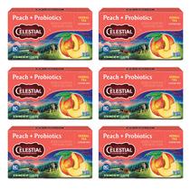 Tea Celestial Seasonings, pêssego, probióticos, sem cafeína, 6 unidades