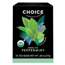 Tea Choice Organic Chás, hortelã, sem cafeína, 16 sacos