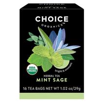 Tea Choice Organic Teas Mint Sage Herbal 48 sacos, pacote com 3