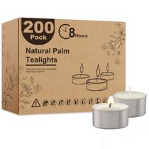 Tea Lights Candles Ashlux Palm Wax, pacote com 200 unidades, branco sem perfume