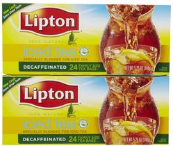 Tea Lipton Descafeinado Iced, tamanho familiar, 24 sacos x2