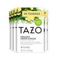 Tea TAZO Organic Green Ginger 96 saquinhos de chá de 16 quilates, pacote com 6