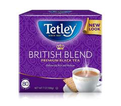 Tea Tetley British Blend Black Tea 80 sacos, pacote com 4
