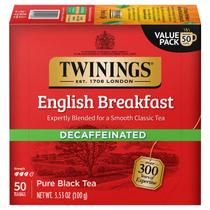 Tea Twinings English Breakfast, descafeinado, 50 sacos