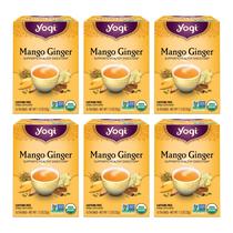 Tea Yogi Mango Ginger, pacote com 16 saquinhos de chá, 6 para digestão orgânica