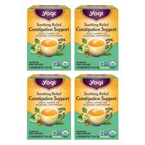 Tea Yogi Soothing Relief, suporte para constipação, 16 sacos x4