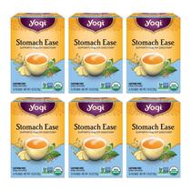 Tea Yogi Stomach Ease auxilia a digestão. 96 sacos, pacote com 6