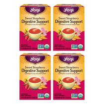 Tea Yogi Sweet Strawberry Digestive Support 16 saquinhos de chá x 6