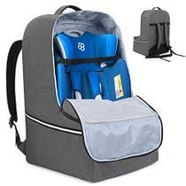 Teamoy Car Seat Travel Bag, Car Seat Gate Check Bag com alça superior e fitas reflexivas, capas de porta-malas infantis para avião, cinza