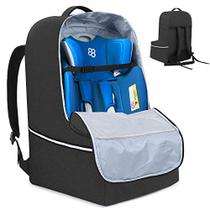 Teamoy Car Seat Travel Bag, Car Seat Gate Check Bag com alça superior e fitas reflexivas, capas de porta-malas infantis para avião, preto