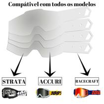Tear Off Mattos Racing para Oculos 100% Accuri Strata Racecraft 1 Geração kit 10 Laminas