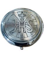 Teca Porta Hóstia Eucaristia JHS 7,0 Cm P/ Comunhão - Cor Prateada