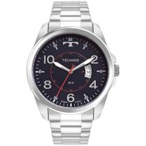 Technos Masculino Militar Prata 2115myq k1a Cor Da Correia Prateado Cor Do Bisel Prateado Cor Do Fundo Azul