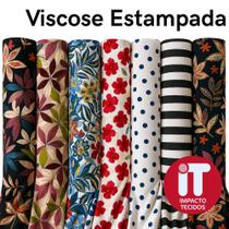 Tecido 100% Viscose Estampado 1 metro x 1,46m Largura Padrão