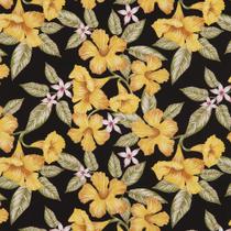 Tecido Acquablock Karsten Impermeável Ipê Fundo Preto - 1,40m de Largura