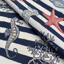 Tecido Acquablock Karsten Impermeável Mar Listrado - 1,40m de Largura