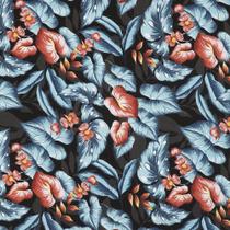 Tecido Acquablock Karsten Impermeável Plantas Fundo Preto - 1,40m de Largura