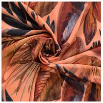 Tecido alfaiataria de seda 1,50 largura fundo salmão/folhagem musgo