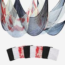 Tecido assustador de Halloween, pacote com 8 unidades, gaze de algodão Sunlisky 193x76cm