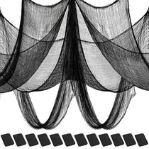 Tecido assustador de Halloween Riare Black, pacote com 12, 75x190cm