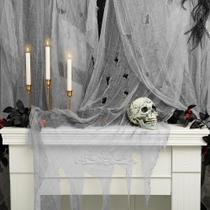 Tecido assustador de Halloween RunNico, 15 x 91 cm, decoração de gaze cinza Tecido assustador de Halloween RunNico, 15 x 91 cm, decoração de gaze cinza