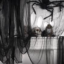 Tecido assustador de Halloween ZYP 410 x 203 cm, tecido preto assustador Tecido assustador de Halloween ZYP 410 x 203 cm, tecido preto assustador