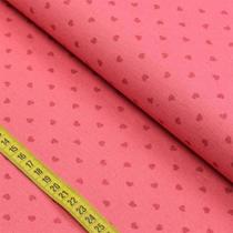 Tecido Blend de Linho Para Patchwork - Corações Flamingo (0,50x1,50)