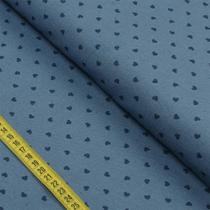 Tecido Blend de Linho Para Patchwork - Corações Jeans (0,50x1,50)